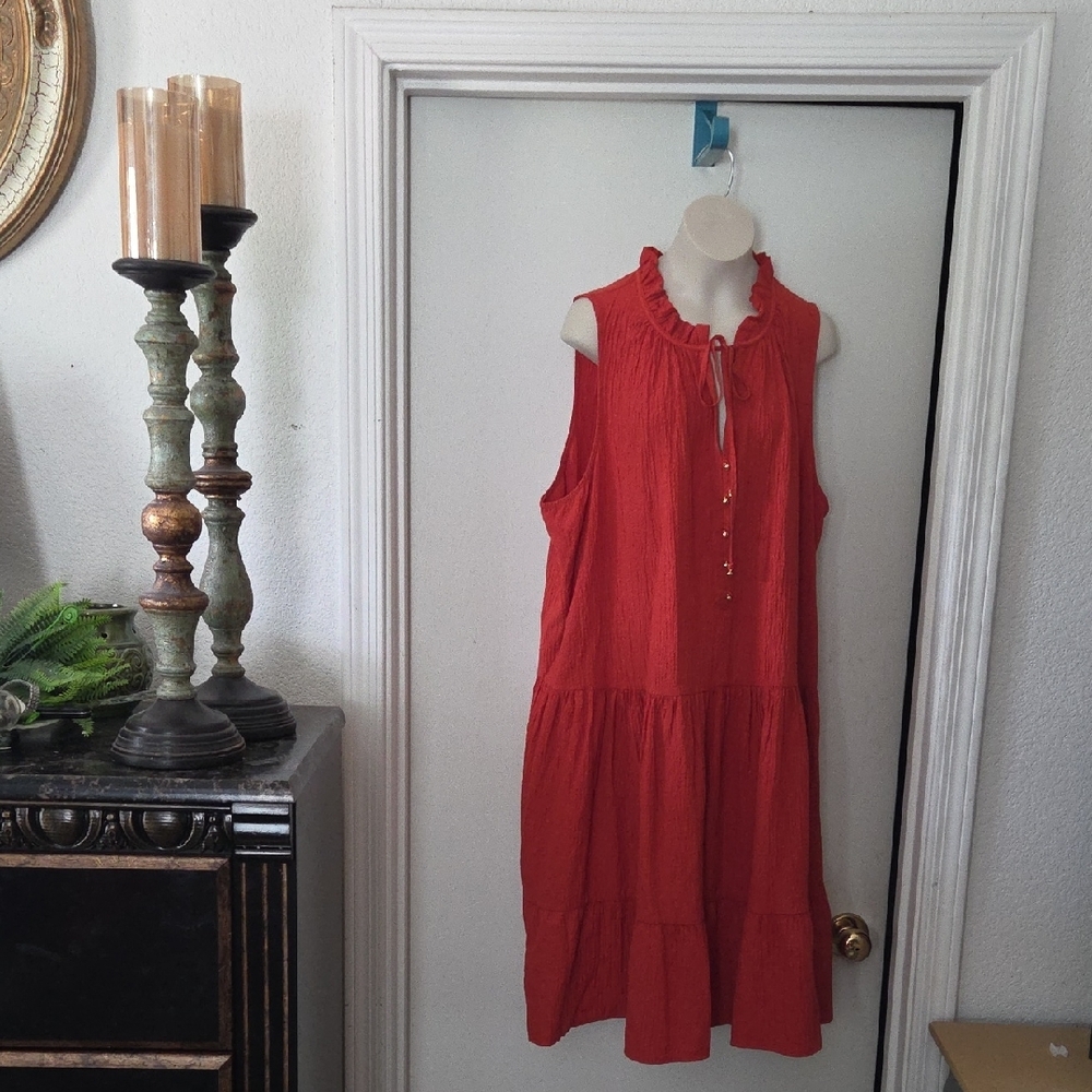 Sleeveless Red Ruffle Dress